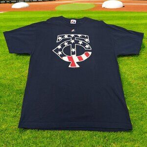 Majestic TC Minnesota Twins MLB Shirt Mens XL Blue Patriotic‎ USA